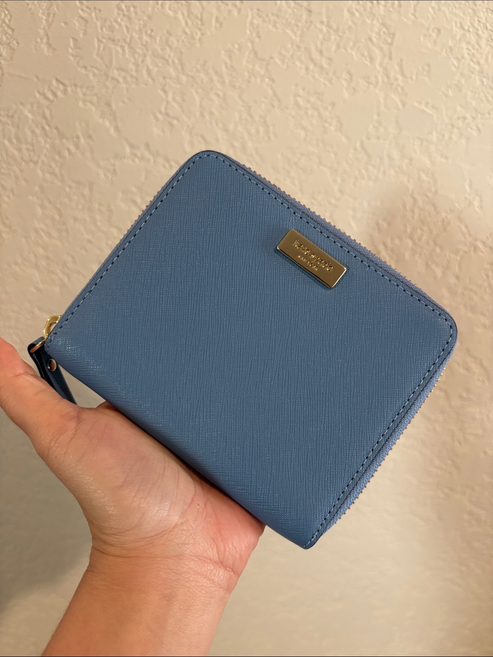 kate spade Blue Saffiano Zip-Around Card Wallet